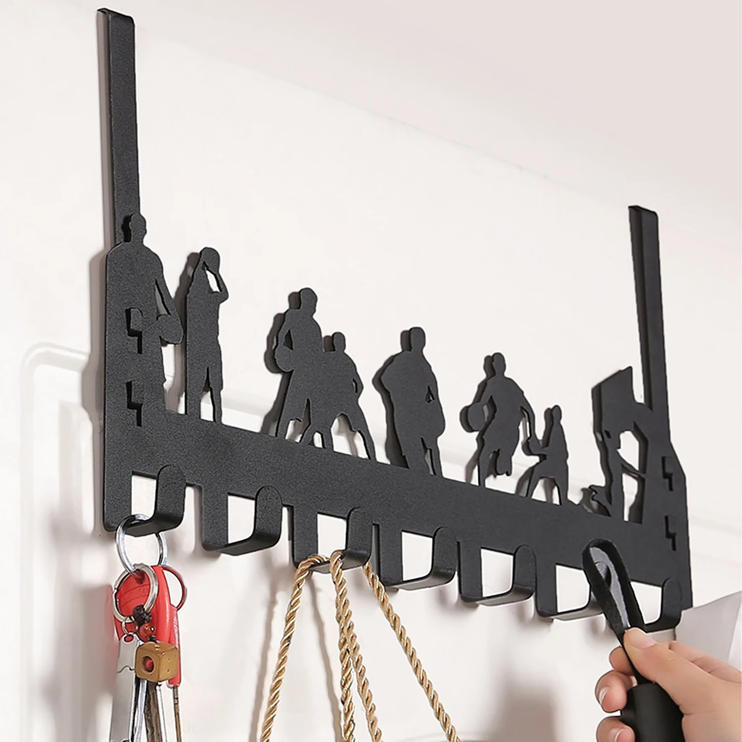 Storage Hook Door Hook 8 Hooks Clothes Hats Towel Racks No Punching Bathroom Bedroom