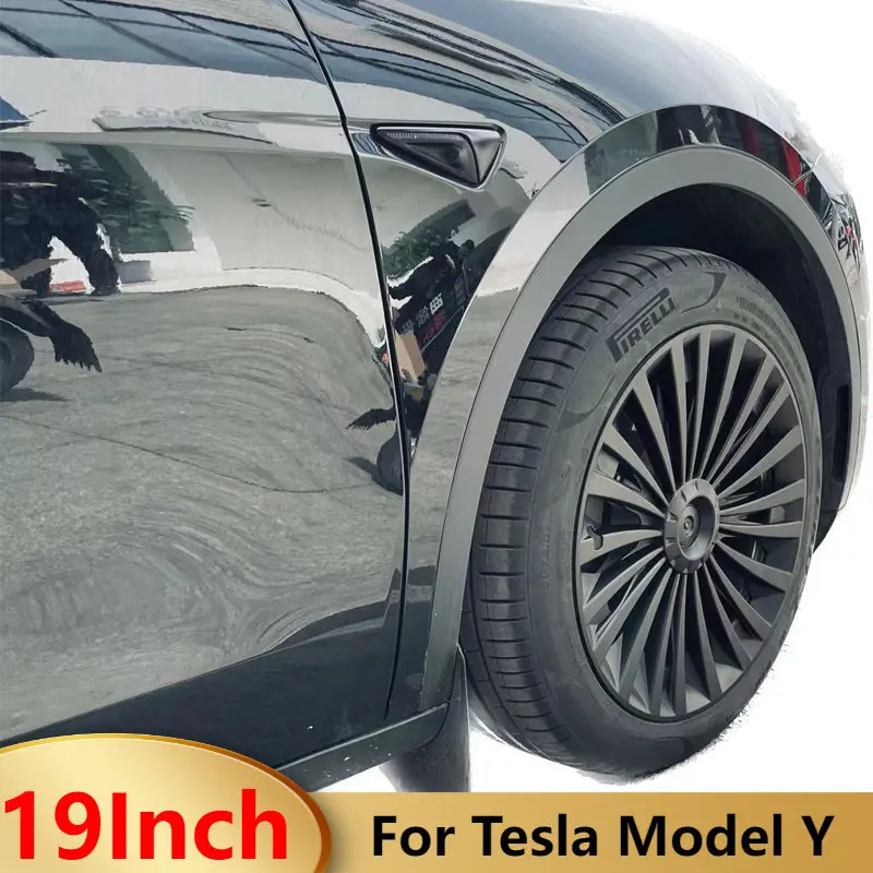 

4PCS Hub Cap Car Replacement Wheel Cap Automobile Hubcap Full Rim Cover Accessories for Tesla Model Y 19 Inch 2021 2018-2023