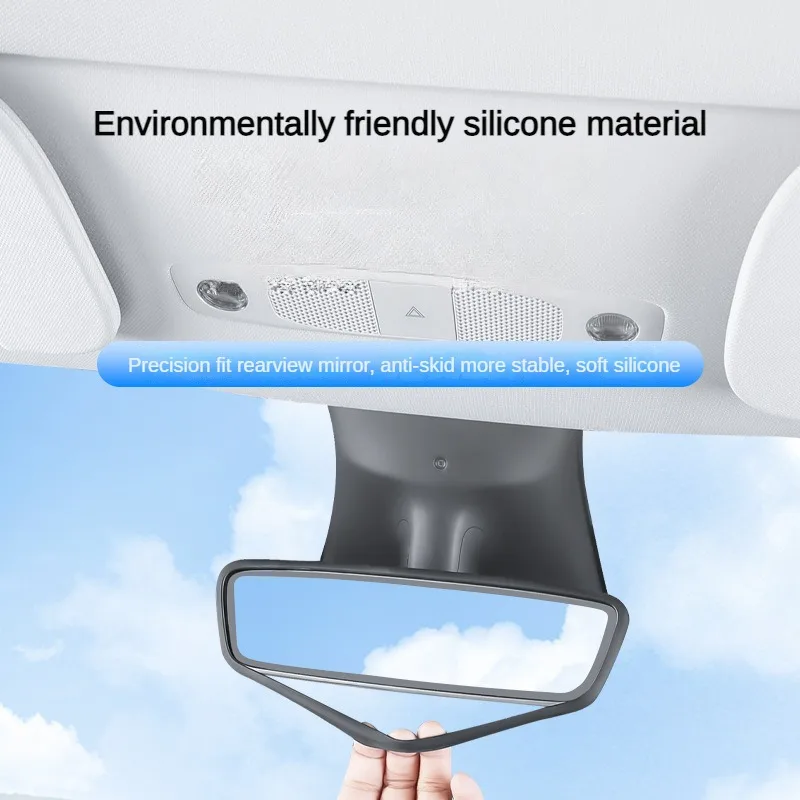 Rearview Mirror Protector Rearview Mirror Cover Rear View Mirror Protector Frame Cover For Tesla Model 3 Y Center Console Rearview Protector Trim Silicone Case Car Accessories