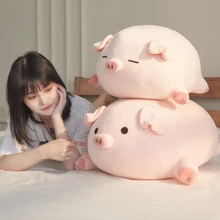 

Squish Pig Stuffed Doll Lying Plush Piggy Toys Animal Soft Plushie Pillow Cushion Kids Baby Comforting Gift Office Home Decor