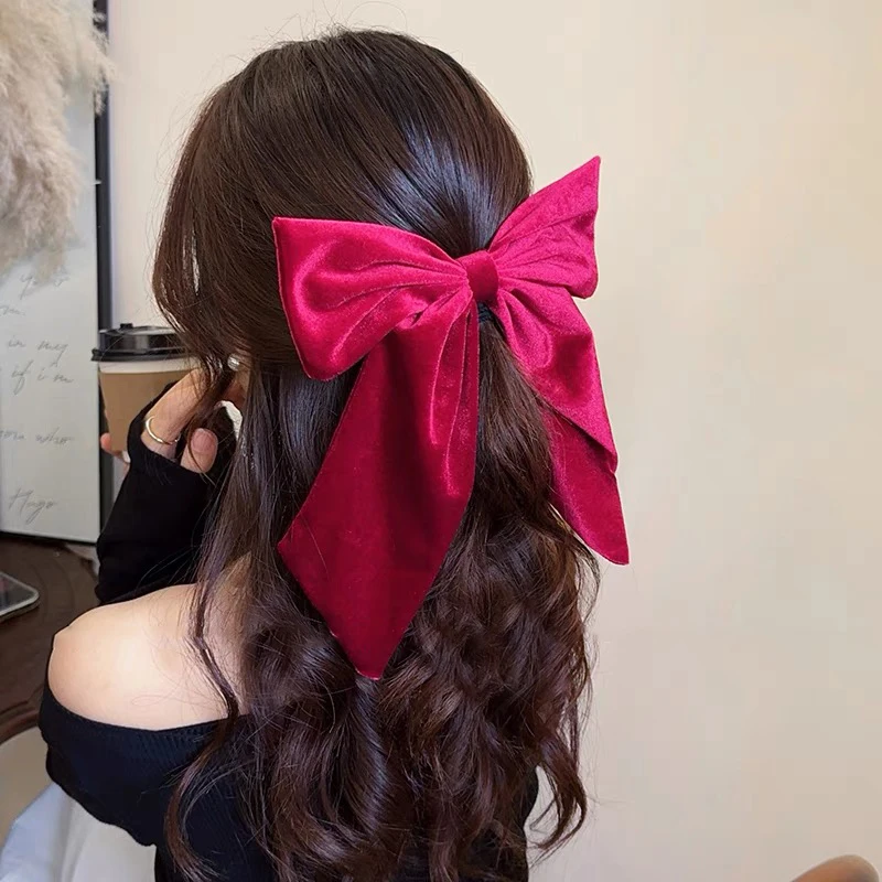 Black Spring Clip Bow Ponytail Hairpin Ladies Party Styling Hairpin Hair Clips Women Festival Fashion Barrettes Hair Accessories