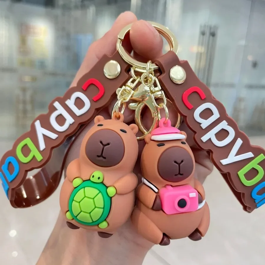 Cute Capybara Keychain Car Keys Anime Accessories Key Chain Women Doll Keyring Charm Holiday Gifts Jewelry