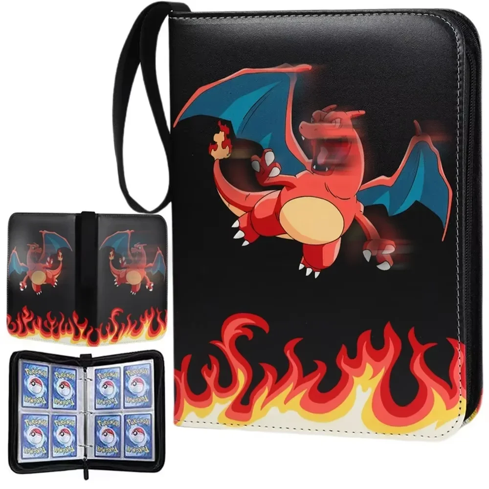 Card Album 400-Card Premium PU Leather Binder 50 Removable 4-Pocket Pages Water-Resistant Zippered Album For Professional Protection