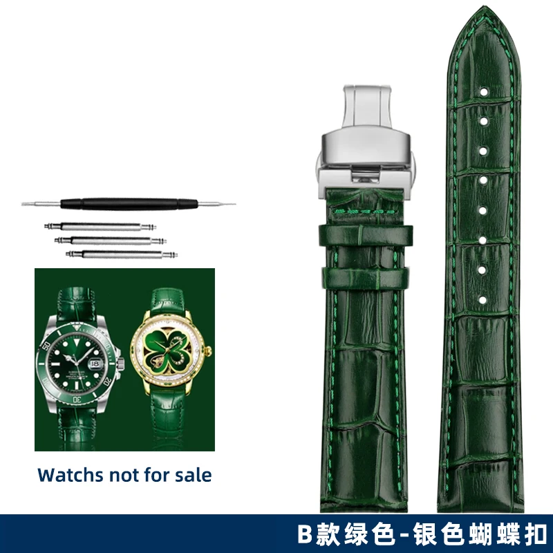 High Quality Green Watch Strap with Butterfly Buckle - Business Casual Design