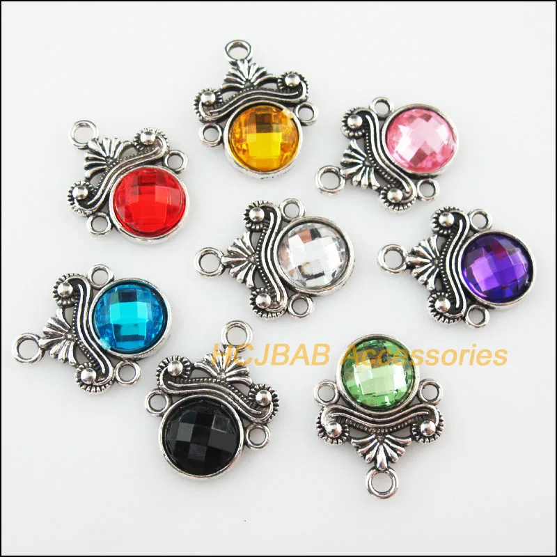 

Fashion 16 New Flower Acrylic Connectors Mixed Charms Tibetan Silver Plated Pendant 18x23mm