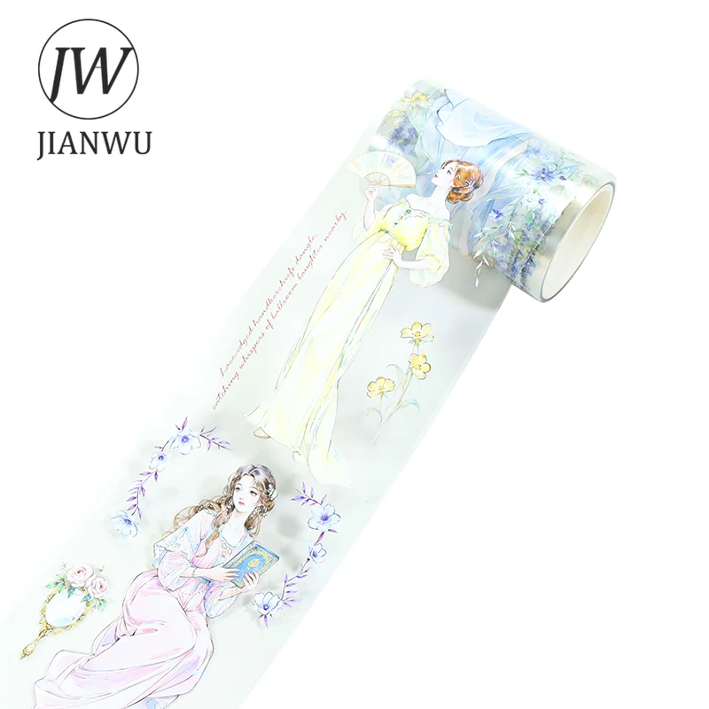 JIANWU 60mm * 200cm 빈티지 소녀 꽃 캐릭터 풍경 소재 콜라주 스크랩북 PET 테이프 크리 에이 티브 DIY 저널 문구