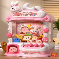 Children Mini Claw Machine Toy for Kids Cartoon Rabbit Automatic Coin Operated Play Game Crane Doll Machines Girls Birthday Gift 2