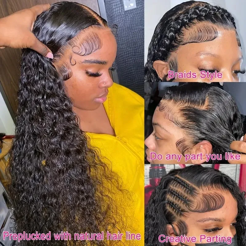 13x6 HD Lace wigs human hair 40 inch Curly wave wigs for women 220 density Natural color 100 real Brazilian human hair wigs