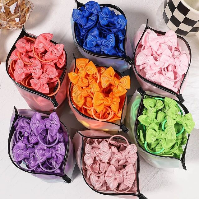  Hair Tie Organizer Travel Small Box, 5pcs Bow Holder