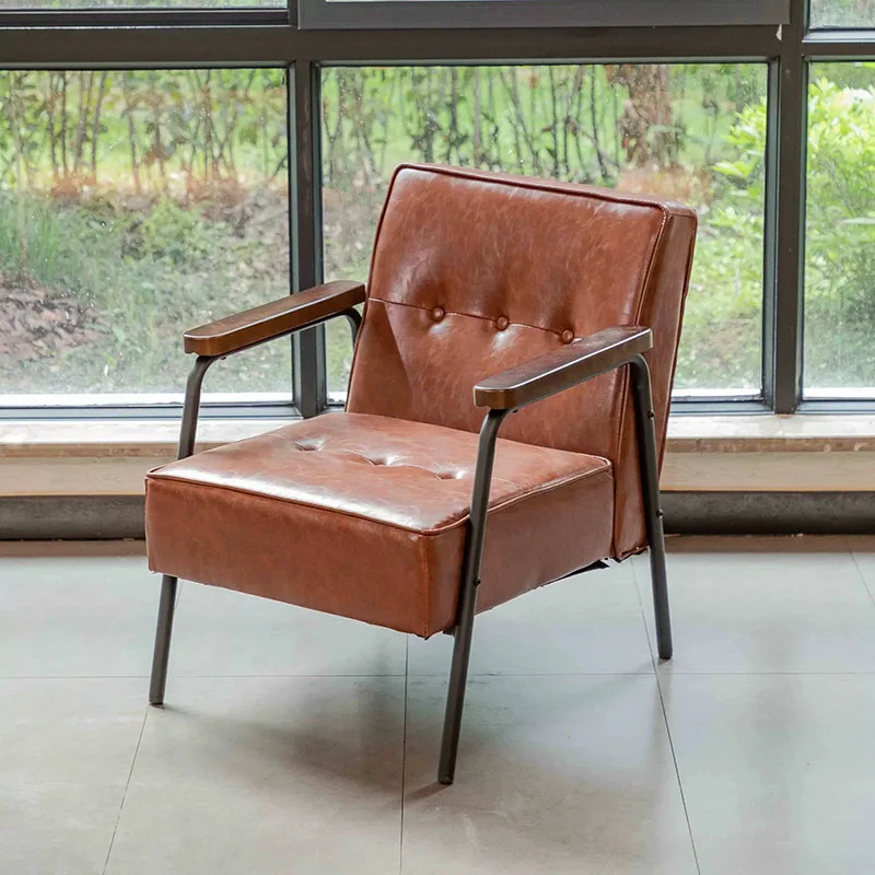 

Vintage Chairs Arm Rest Leather Covers Luxury Cafe Bar Modern Kitchen Dinning Room Chair Italian Meuble Salon Lounge Furniture