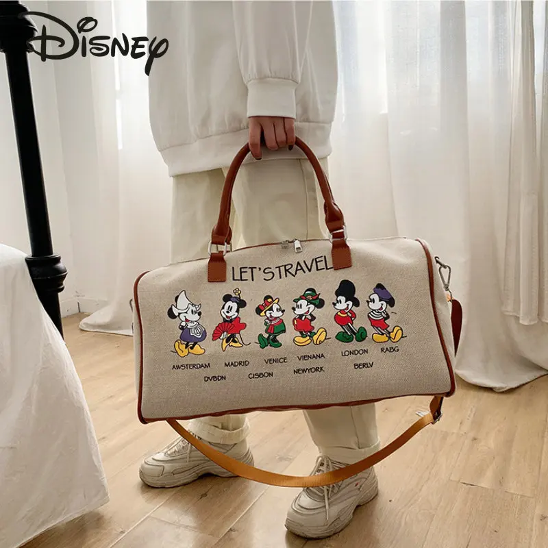 Disney Mickey 2023 New Fashion Travel Bag Luxury Brand Women's Travel Portable Travel Bag Large Capacity Cartoon Fitness Bag