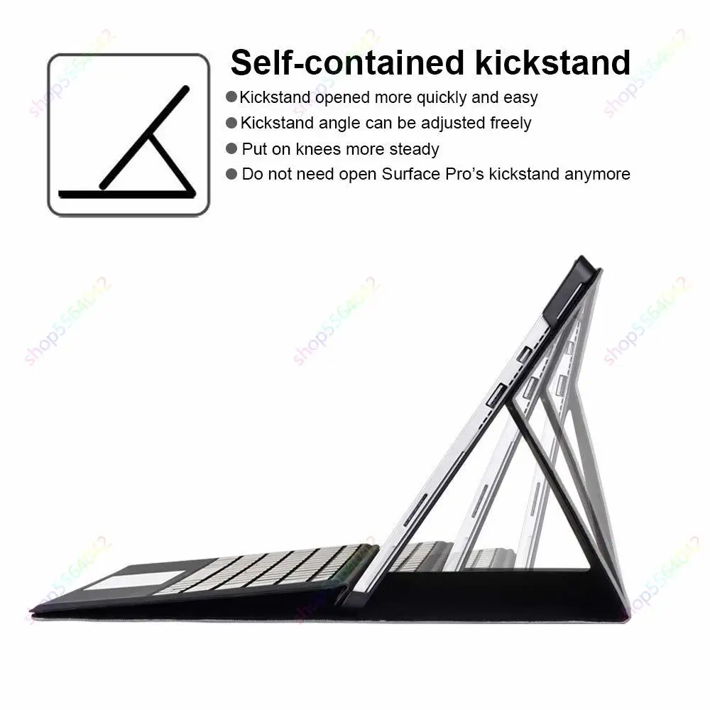 Teclado de Polegadas para Microsoft Surface Pro Mais Pro Couro do Plutônio Carteira de Negócios Capa Funda com Caneta Hoder 12. Case do - Imagem 6