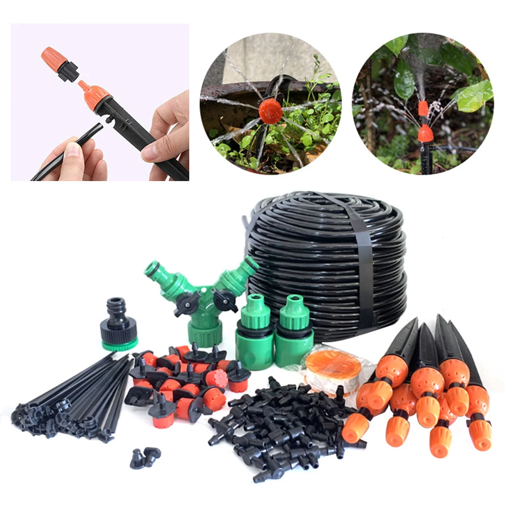 

Drip Irrigation Kit Adjustable Automatic Watering System Plant Hose Micro Sprinkler Kit for Flower Vegetable Greenhouse