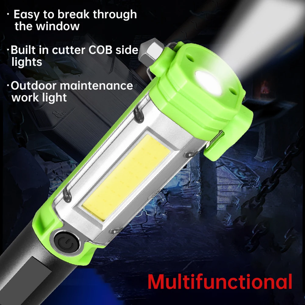 

Glass Breaker Emergency Flashlights With 3 Working Modes Magnetic Clamp Hanger And Base Car Flashlight For Camping