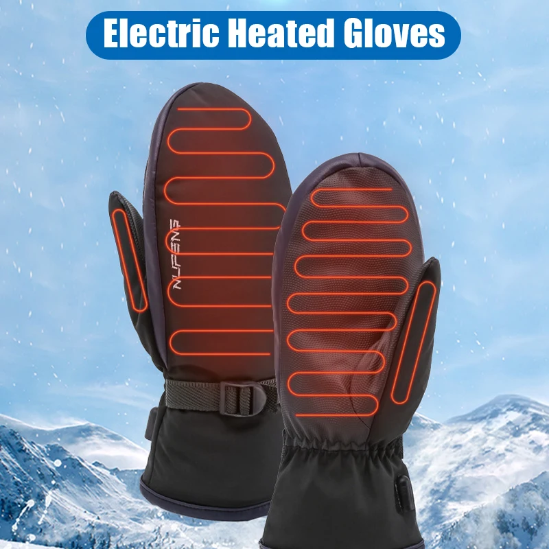 

Hand Warmer Ski Gloves Electric Heating USB Rechargeable Mitten Thermal Heated gloves man woman Winter Outdoor Hiking Equipment