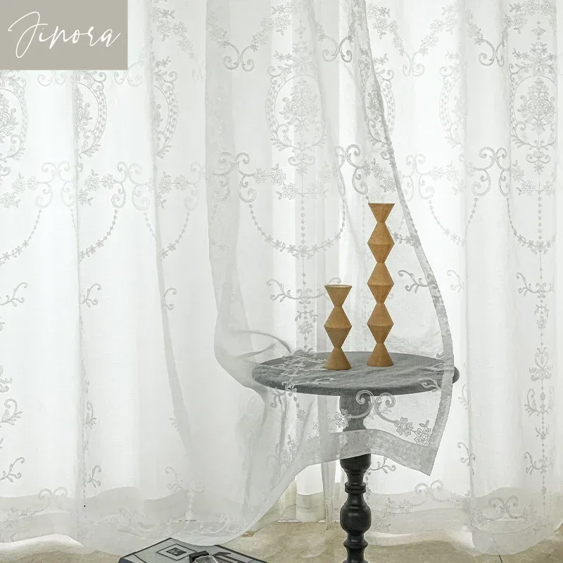 White Embroidered Tulle Curtains for Living Room Luxury European Sheer Curtain for Hall Rideaux Voilage Treatment Home Customize - Image 5