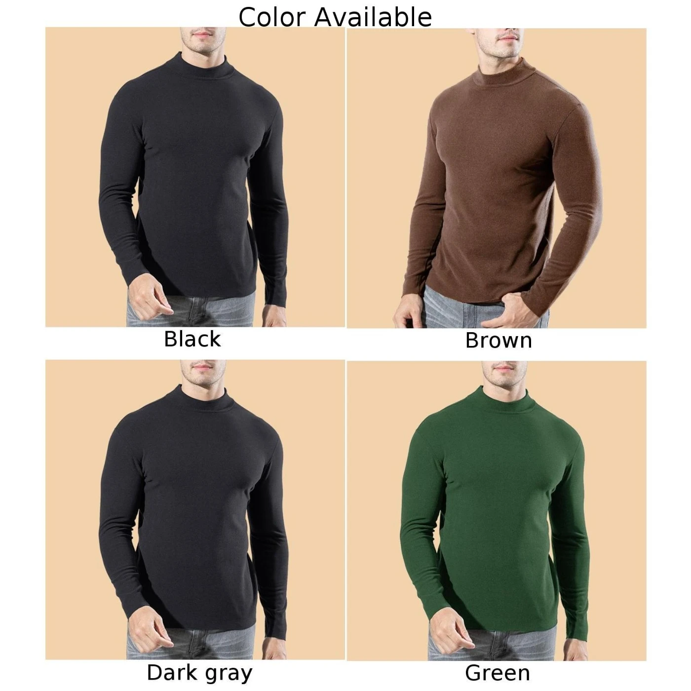Leisure Men Shirt Tops Jumper Long Sleeve Mock Neck Pullover Slim Fit Solid Sports Stretch Tops Autumn Male Comfy