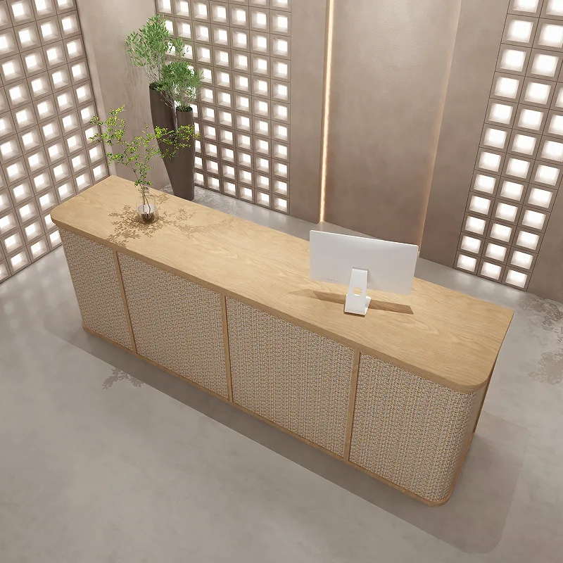 Modern Business Counter Reception Desks Front Desk Wooden Cashier Reception Desks Simple Design Office Furniture Receptie LLRD