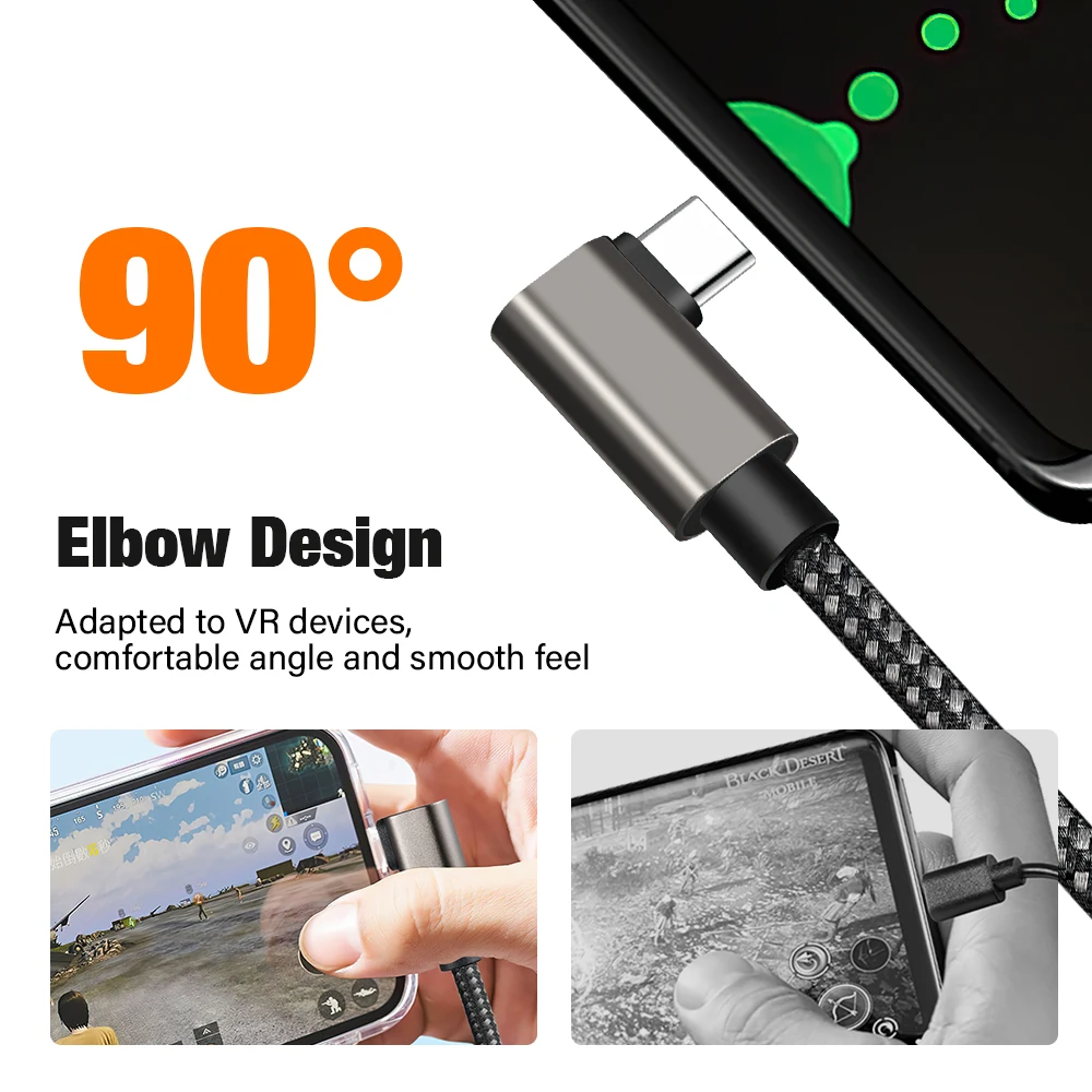 Versatile 5M Elbow USB 3 Charging and Data Cable - USB Type A/C to C
