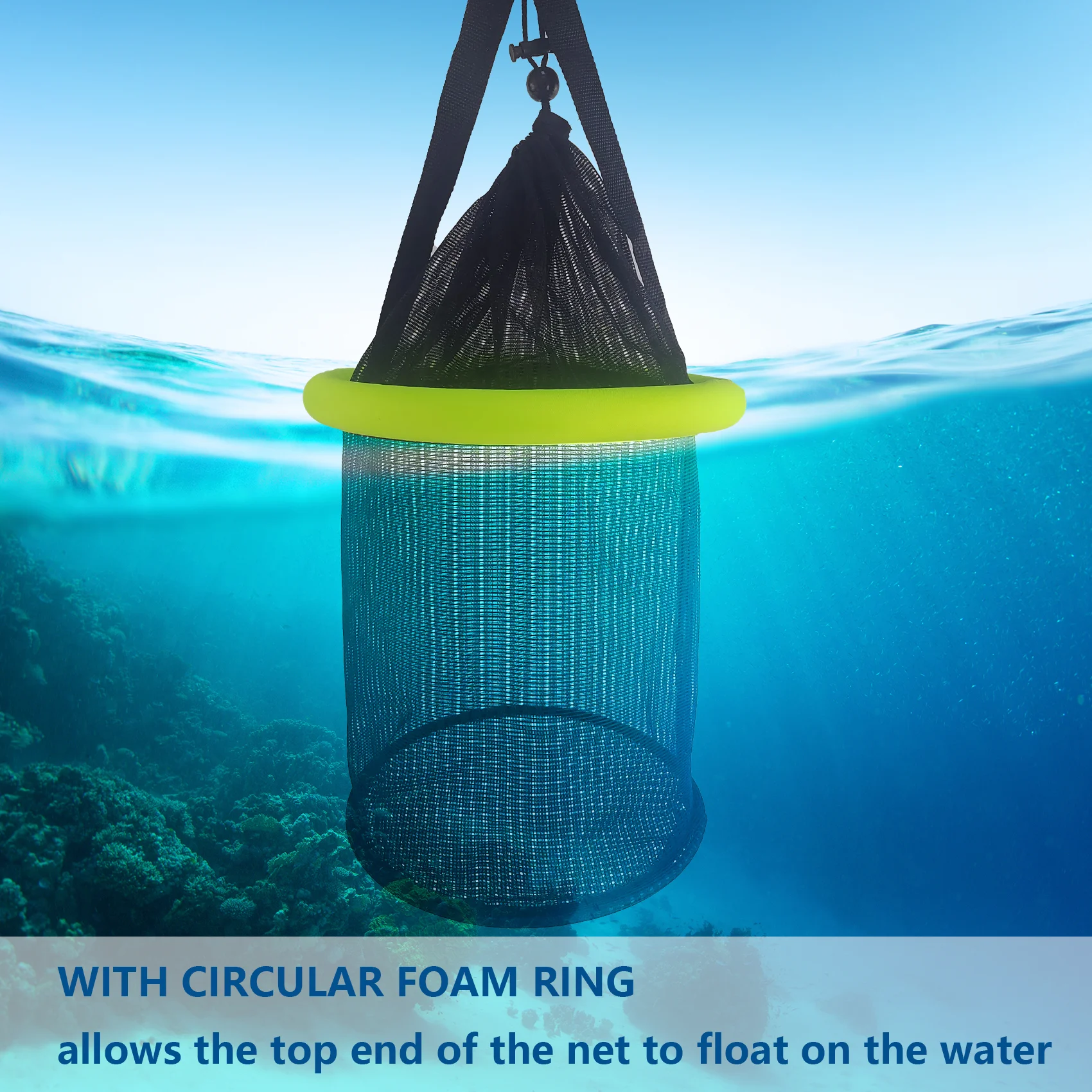 Aventik Foldable & Portable Floating Fish Basket Fishing Net Constructed with Nylon Mesh for minnows smelt shrimp crabs Aventik Foldable & Portable Floating Fish Basket Fishing Net Constructed with Nylon Mesh for minnows smelt shrimp crabs