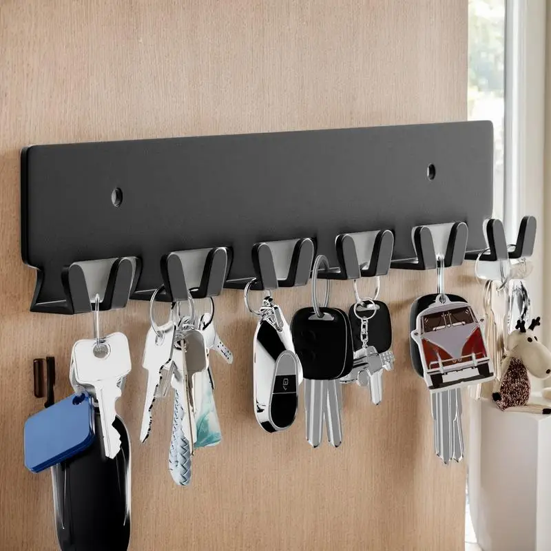 Wall Key Holder Key Holder Organizer With 12 Hooks 2X Adhesive Metal Storage Organizer With Mounting Hardware For Entryway Front