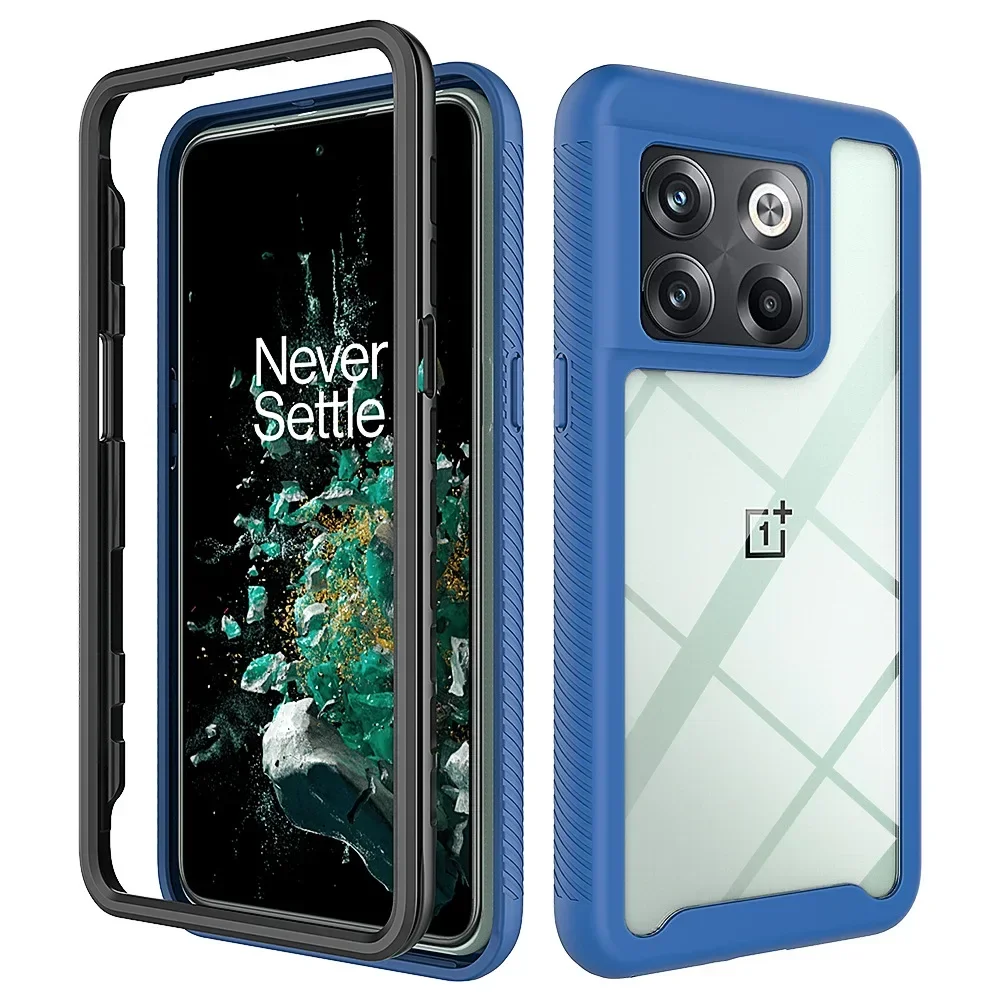 OnePlus 10T Funda Capa 용 TPU/PC 스카이 케이스 2 레이어 구조 하이브리드 충격 방지 쉘 헤비 듀티 폰 커버