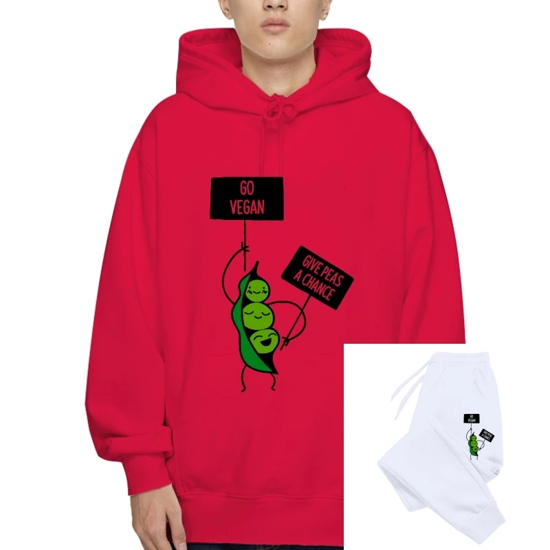 

PEA Protest GO VEGAN give peas a chance T-Sweatshirt Hoodies rights veggie ALF peace Cartoon Outerwear men Unisex New Fashion