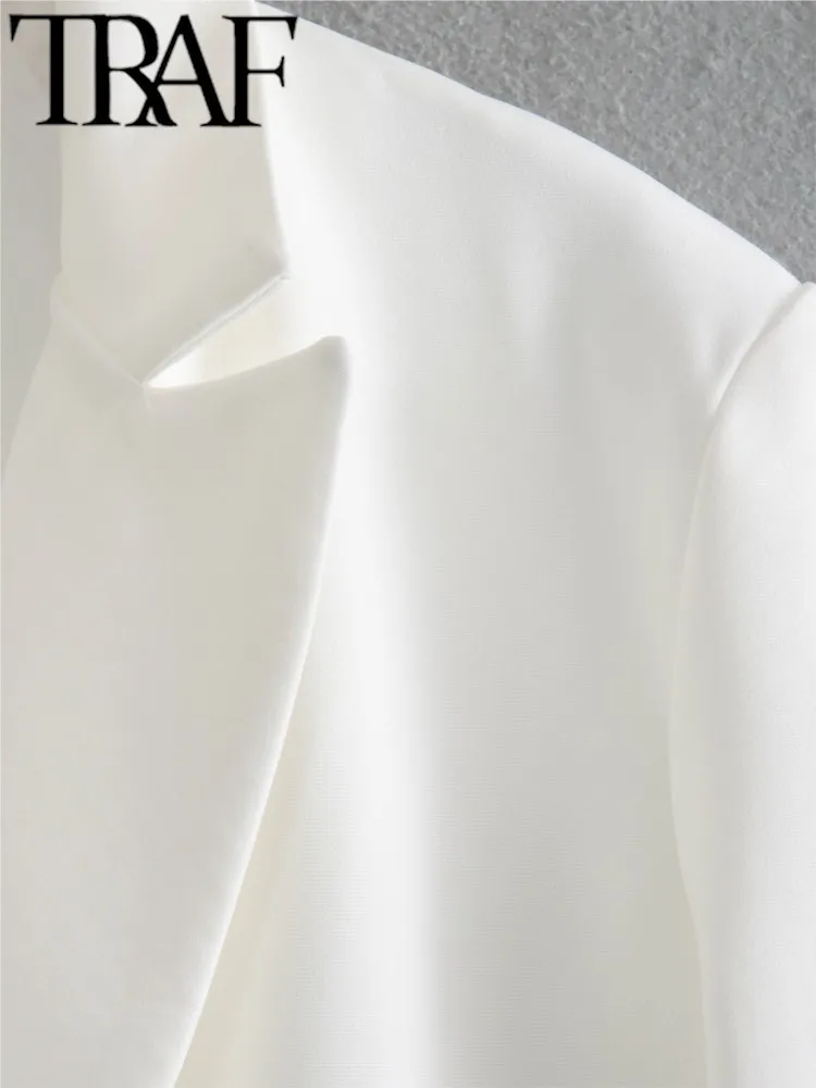 TRAF GAL 2024 Spring Summer Woman Fashion 10-color Rolled Up Sleeve Suit Jacket Casual Slim Double Pockets Fashion Blazers Y2K 4