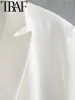 TRAF GAL 2024 Spring Summer Woman Fashion 10-color Rolled Up Sleeve Suit Jacket Casual Slim Double Pockets Fashion Blazers Y2K 4