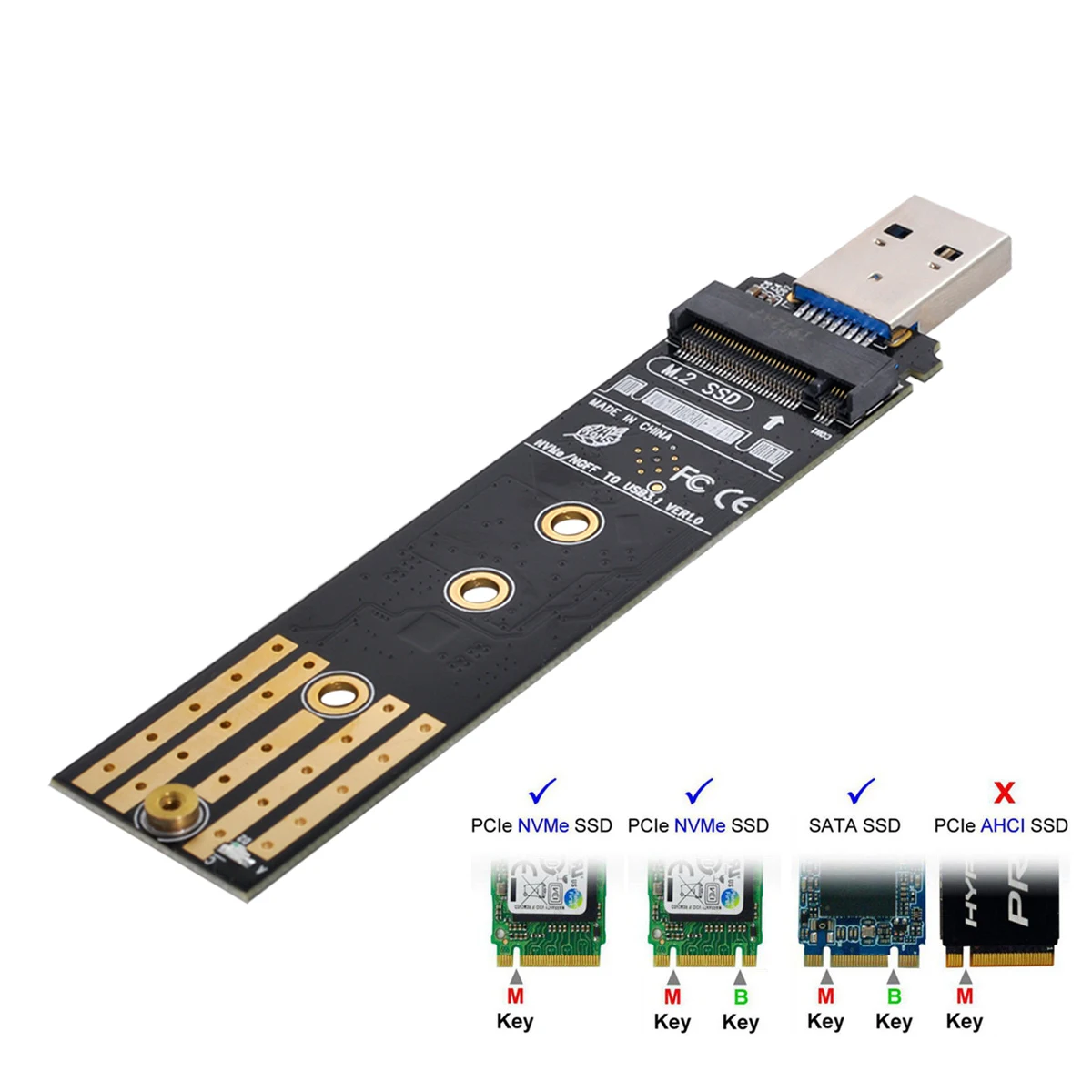 

Внешний адаптер Xiwai USB 3,0 для NVME M-key M.2 NGFF SATA SSD