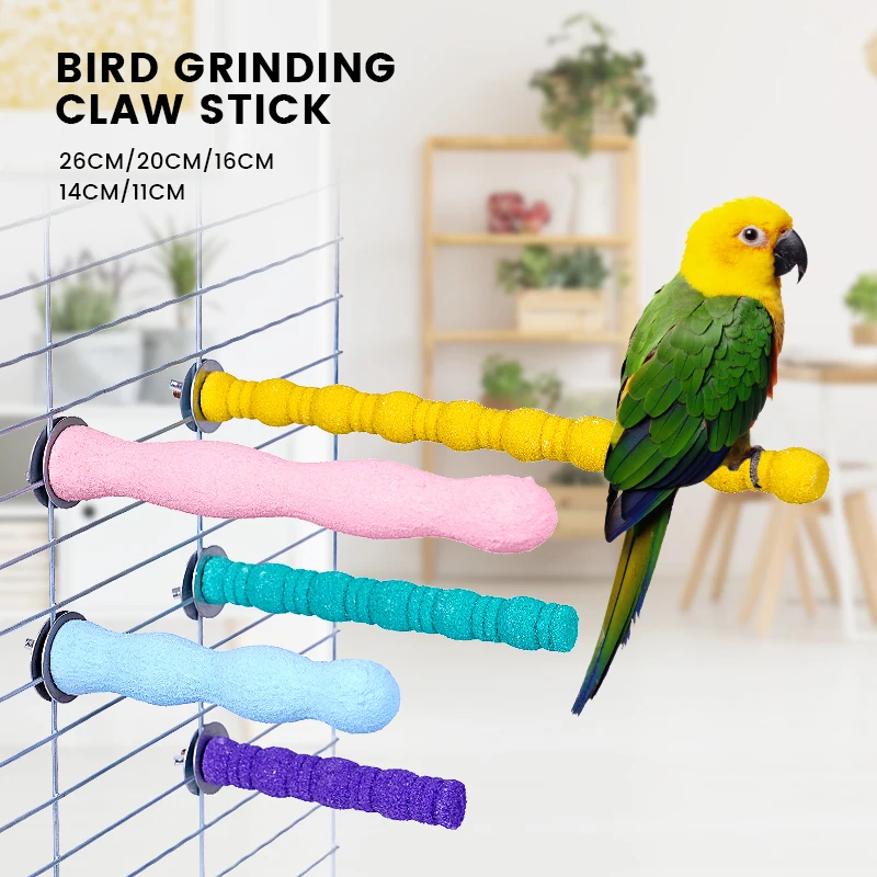 Pet Parrot Claw Grinding Stick Wooden Stick Bird Perching Sand Parakeet Grinding Bar Teeth Bites Toy For Parrot Cage Accessories