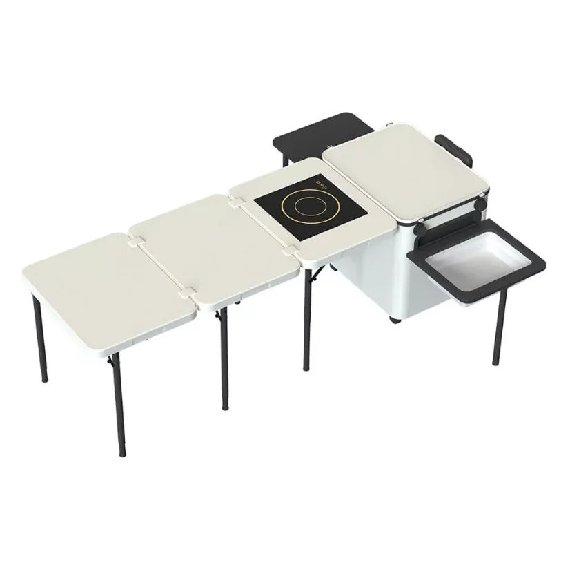 Lightweight Folding Camping Kitchen Box With Induction Cooker and Big Volume Storage Box
