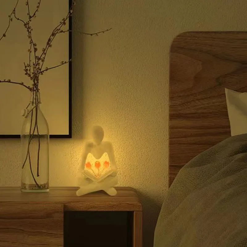 

Абстрактная фигурка, Искусственный тюльпан, ночная лампа, коллекционная книжная полка, статуэтка, лампа, скульптуры для интерьера гостиной