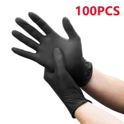 Black Nitrile Disposable Gloves - Latex-Free, Textured, Multi-Purpose Gloves for Home, Cooking, and Auto Use (Black 100PCS)