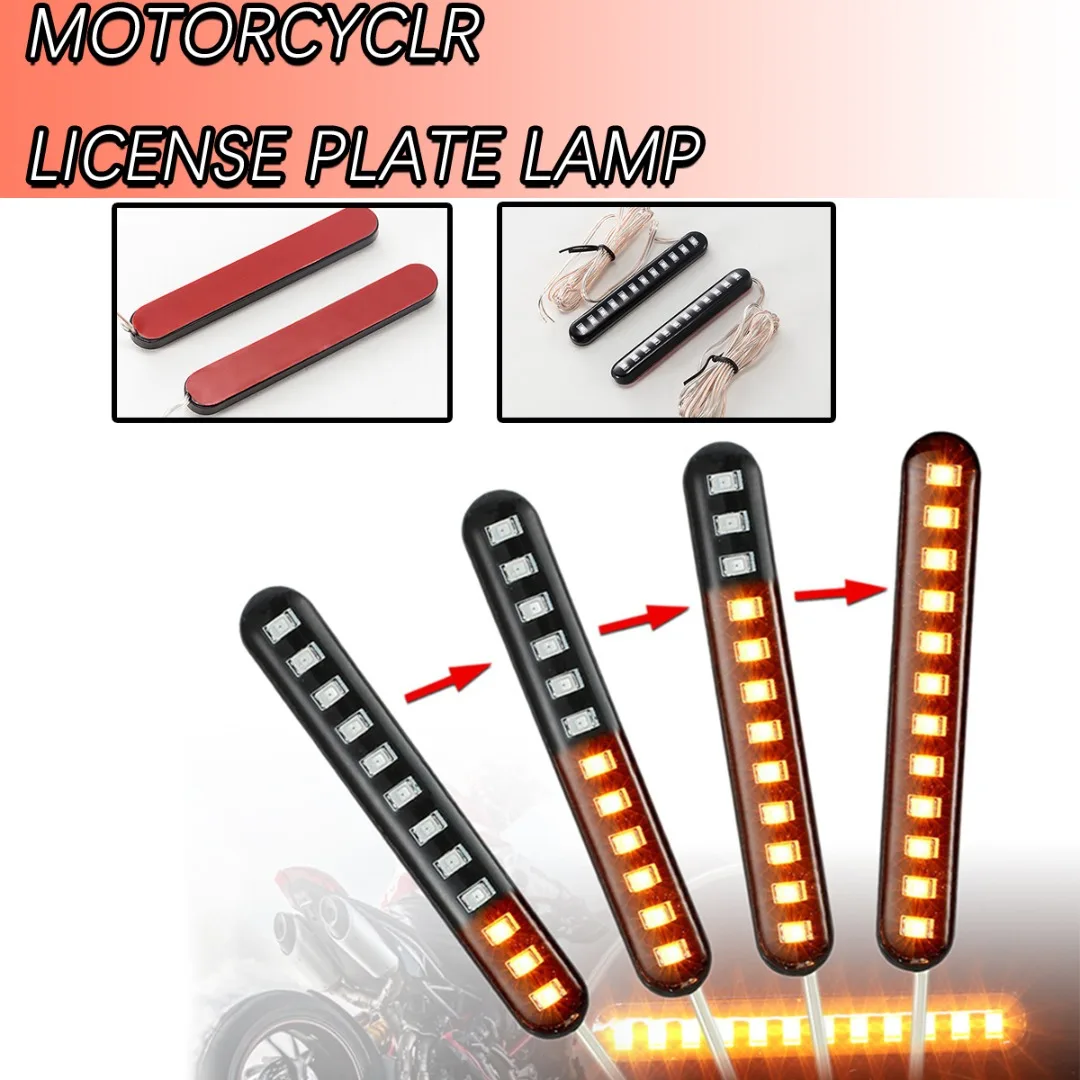 

1pc 12V Motorcycle Flowing Water Turn Signal Light 3000K 12LED Rubber Strip Lamps Waterproof Amber Lamp For Motorbike Lighiting