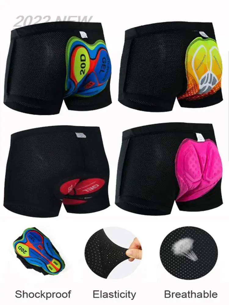 Cycling Mesh Shorts for Men and Women, Shockproof Cycling Underpant, MTB Black Bike Underwear, Gel Pad, Upgrade,