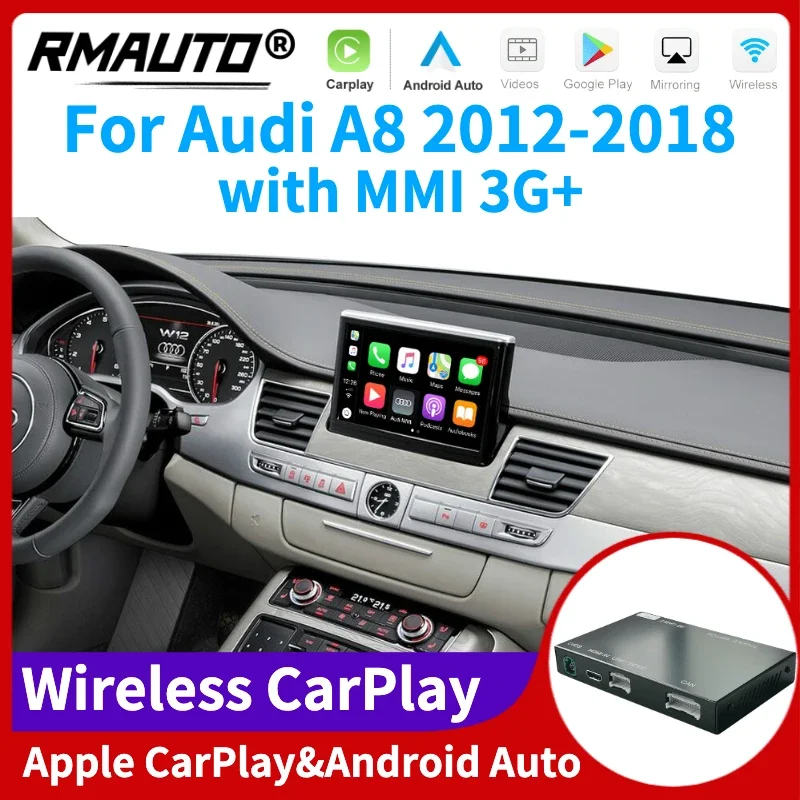 

RMAUTO беспроводной Apple CarPlay MMI для Audi A8 2012-2018 Android Авто Mirror Link AirPlay с поддержкой обратного изображения