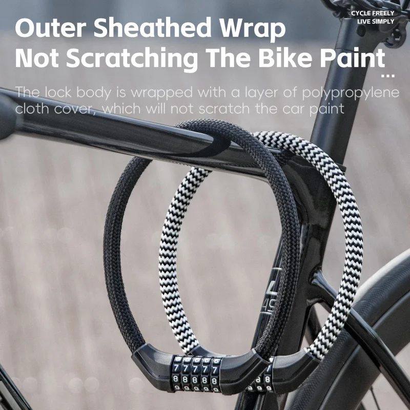 WEST BIKING Anti-theft Bike Lock 5-Digit Password Steel Cable Lock Multicolor Portable Padlock 60cm MTB Road Bike Accessories