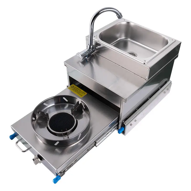 

Газовая плита RV Выдвижная кухонная плита прицеп 304 фургон из нержавеющей стали плита с краном и раковиной