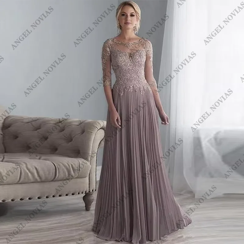 Mother Bride Dresses Women Party Dresses Long Chiffon Pleats