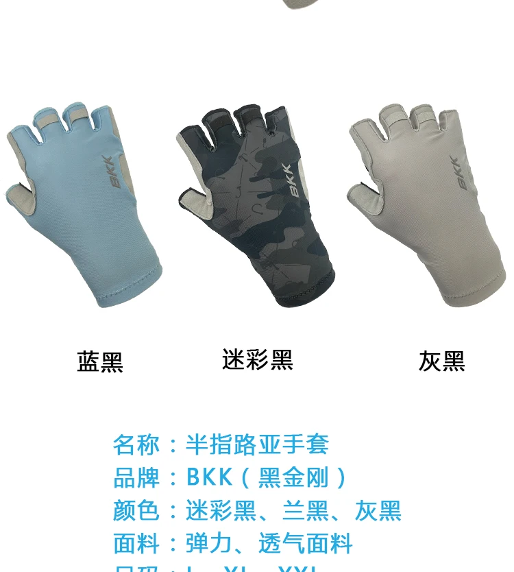 Description Picture 3 of itemNew BKIKI Fishing Half-finger Gloves Thin Outdoor Sports Non-slip Fitness Cycling Fingerless