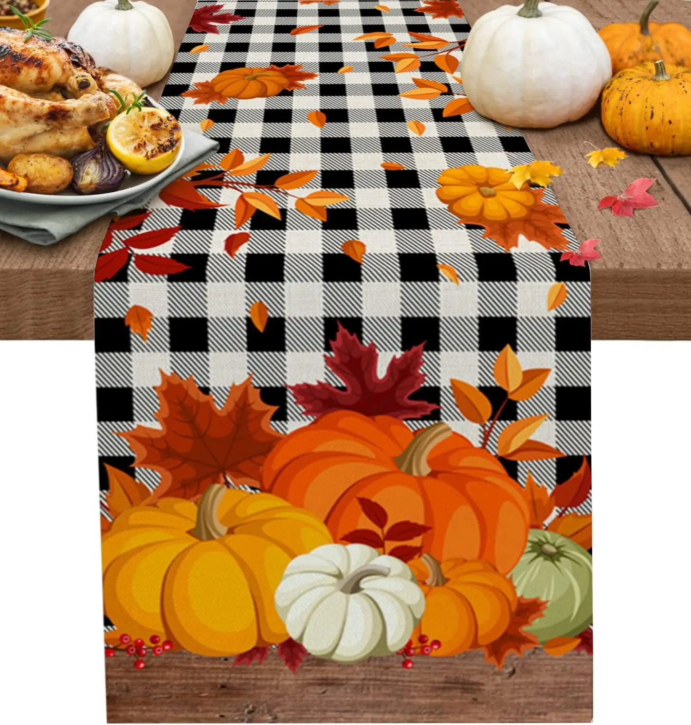 

Fall Thanksgiving Pumpkin Maple Leaves Linen Table Runners Dresser Scarves Decor Farmhouse Dining Table Runners Table Decor