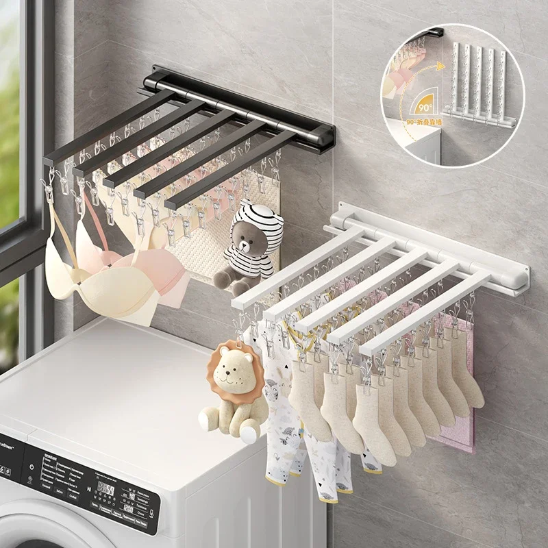 Folding Laundry Drying Rack Wall-mount Foldable Clothes Dryer