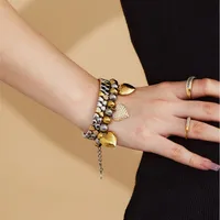 Stainless Steel 8mm Ball Chain Bracelet For Women 18k Gold Plated Waterproof Non Tarnish Beaded Bracelets Heart Charm Bracelet - Image 6