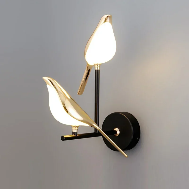Creative LED Wall Lights Aluminum Alloy Magpie Bird Wall Sconces Home Indoor Bedside Lights Living Room Bedroom Decor Lamps