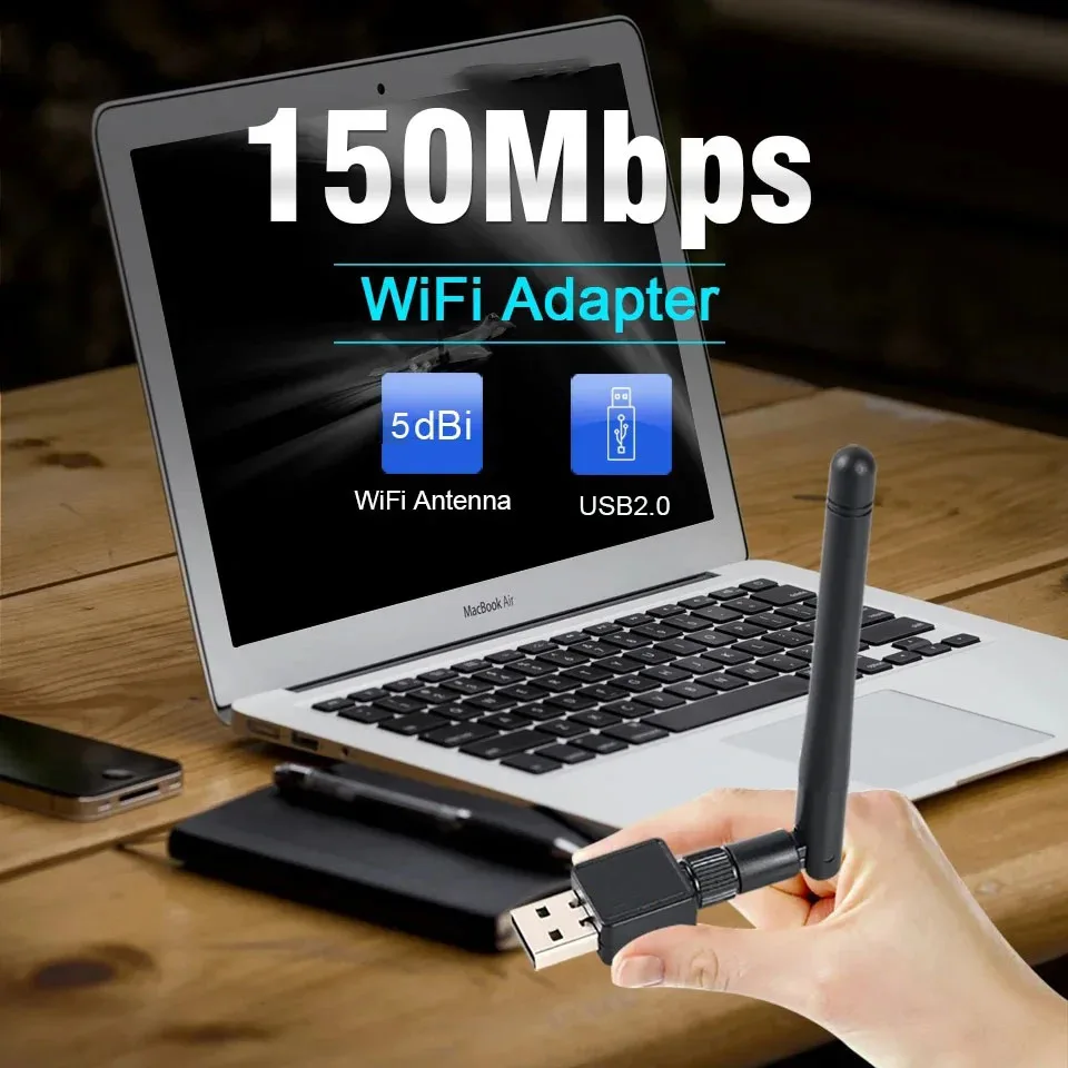 PC용 미니 무선 네트워크 카드, 와이파이 안테나 신호 리시버, USB, 150Mbps 어댑터, 2.4G, 802.11b, n, g, ac 네트워크 LAN 카드