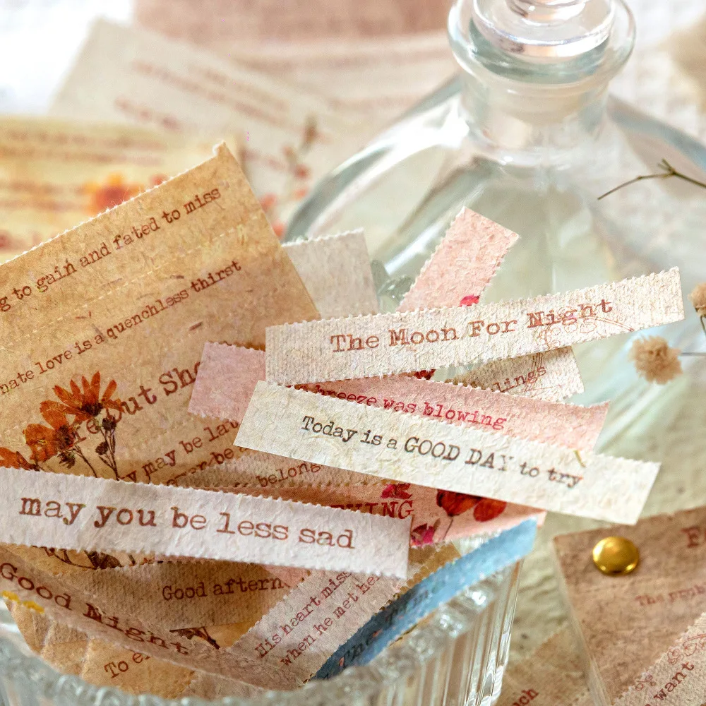 

25 pcs Material paper special paper text strip tear-off retro literary hand ledger DIY decorative backing note pad 6 models