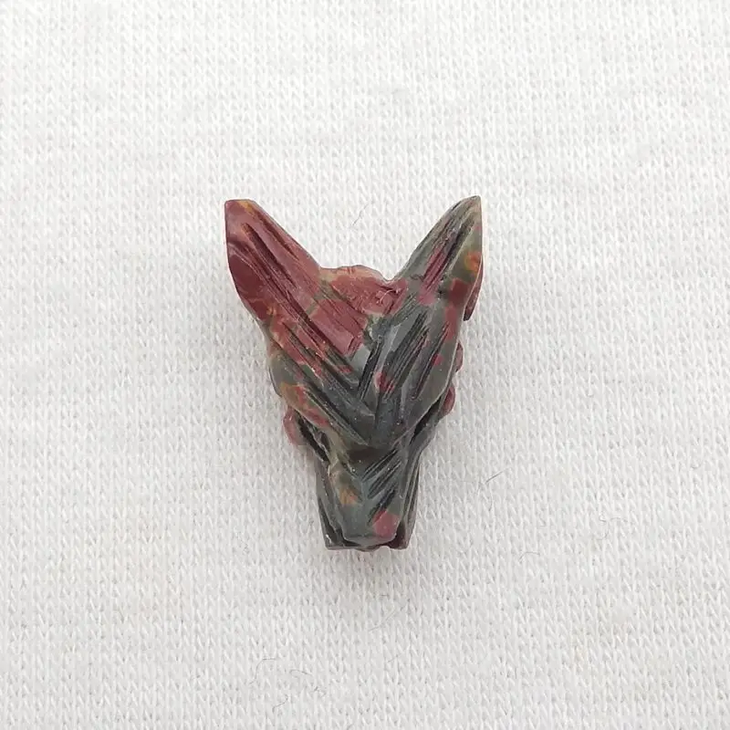 

Natural Stone Multi-Color Picasso Jasper Handmade Animal Wolf Head Fashion Pendant Bead 18x13x8mm 2g Semiprecious Necklace