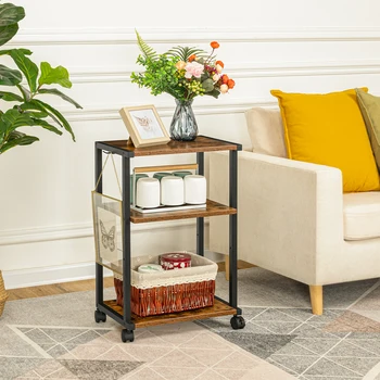 Tavolo stampante HOOBRO carrello stampante a 3 livelli con ruote supporto per stampante regolabile in altezza con 3 ripiani e 2 ganci per l'home Office 1