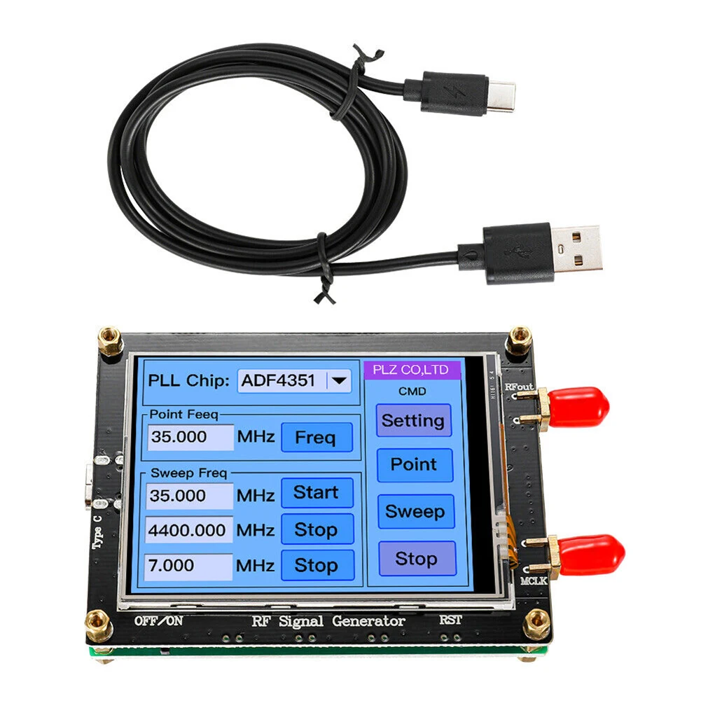 1set RF Signal Generator With USB Cable Touch Screen ADF4351 35M-4.4G RF Signal Generator PLL Sweep 1set RF Signal Generator 6